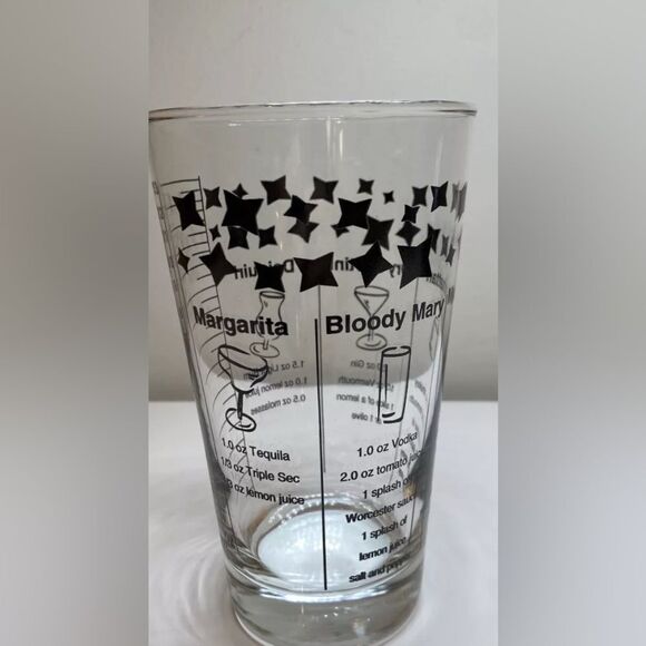 VINTAGE Federal Cocktail Drink Recipe Glass with 5 Recipes Black Print - 6” Tall - Picture 5 of 11